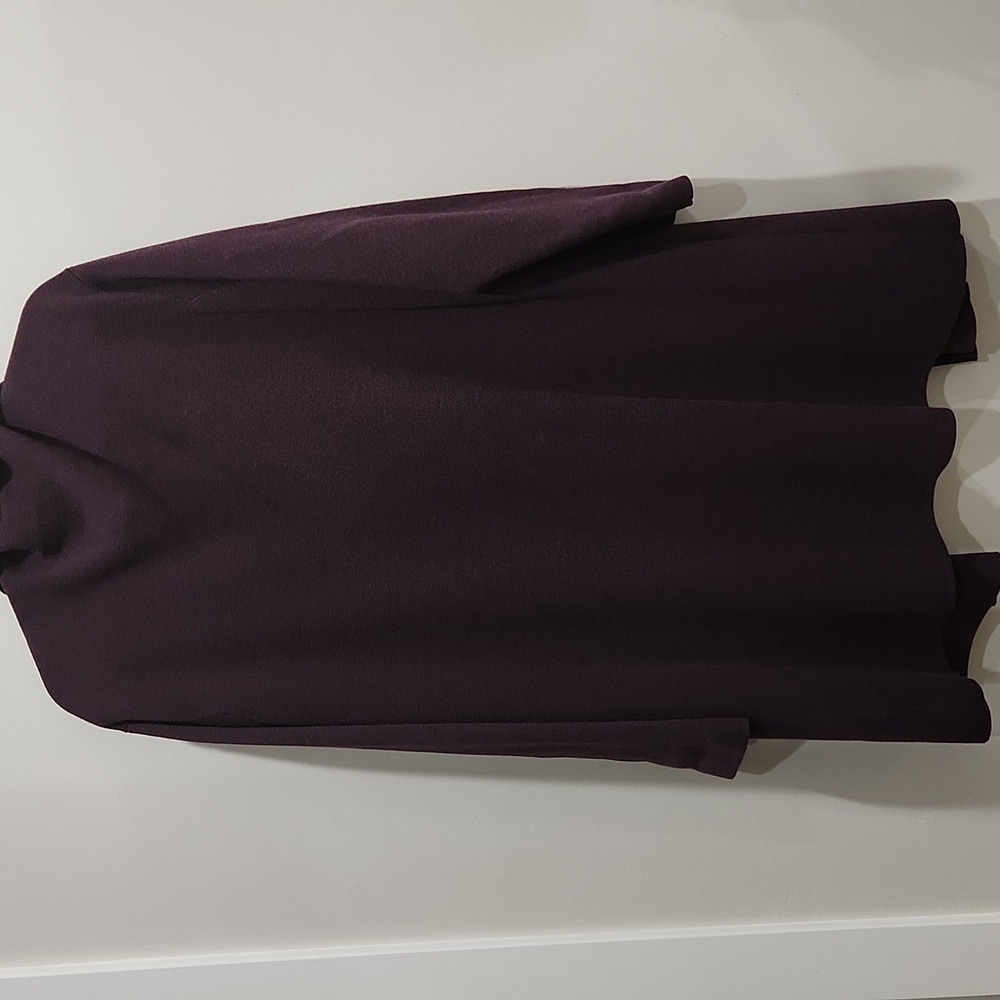 Eileen Fisher Deep Plum Knit Open Cardigan Top - Picture 9 of 12